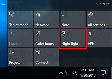 Povolte noční světlo Windows 10 pomocí nastavení