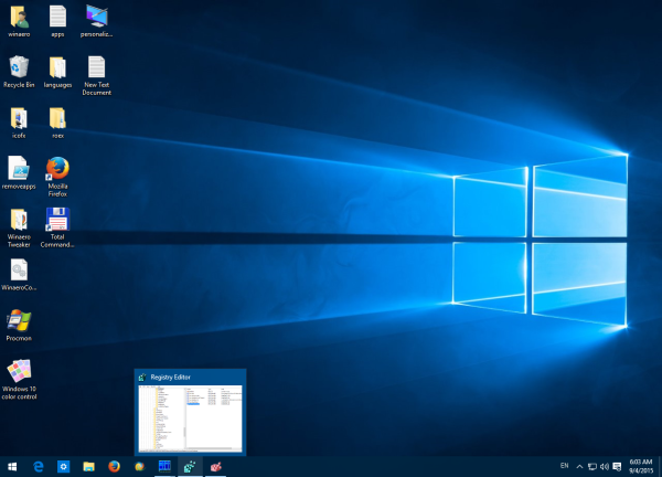 náhľad jedného okna Windows 10 zakázaný