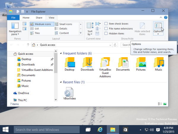 ikon opsi folder Windows 10