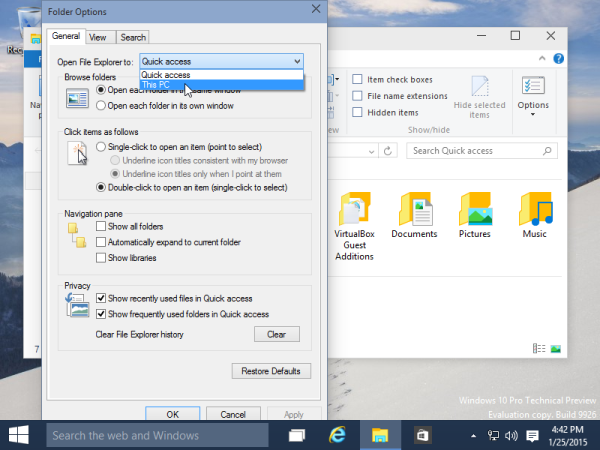 Windows 10 tento počítač ve výchozím nastavení vs rychlý přístup