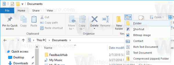 Domyślne nowe menu systemu Windows 10 dla wstążki