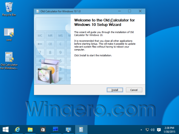 senas „Windows 10“ skaičiuoklė