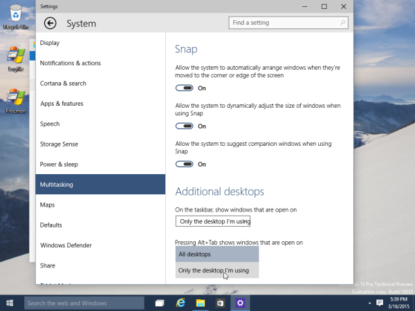 Windows 10 nuvarande Windows Alt-flik