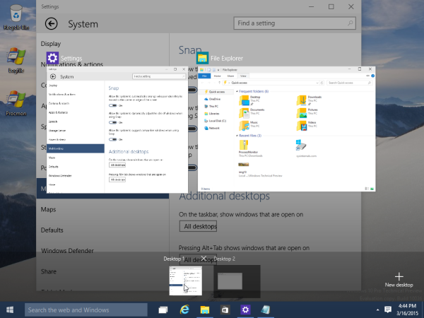 Windows 10 δύο επιτραπέζιους υπολογιστές