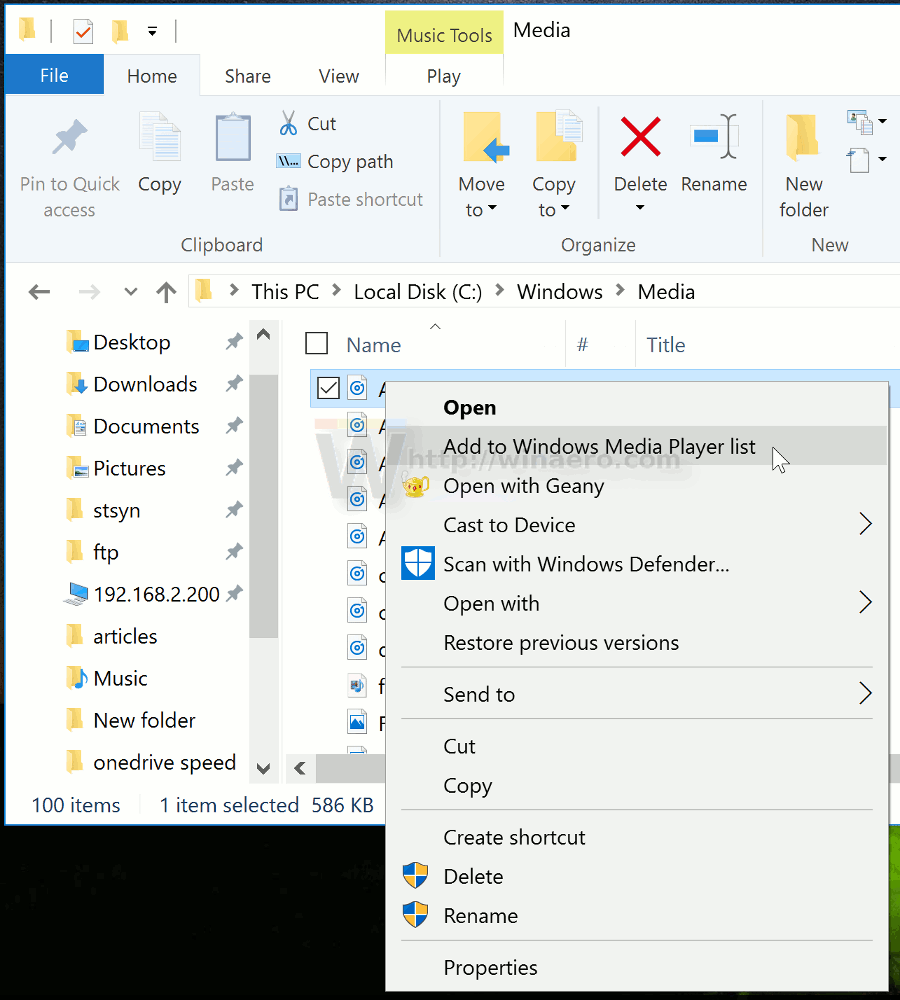 Usuń menu kontekstowe programu Windows Media Player