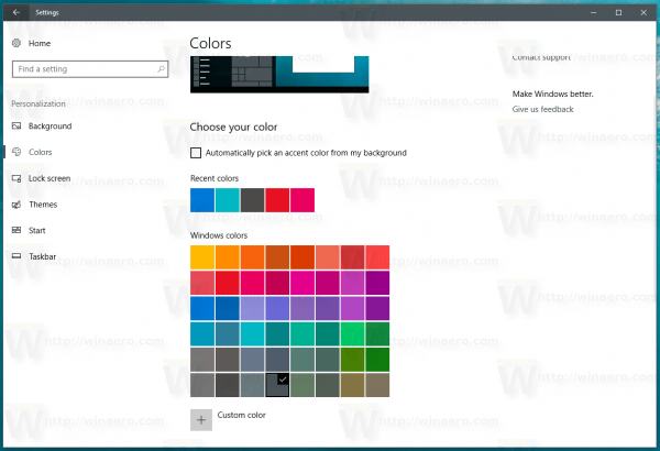 Windows 10 thay đổi màu sắc