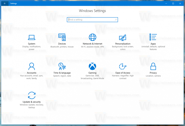 Ustawienia systemu Windows 10 15025