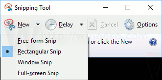 Snipping Tool Capture Type