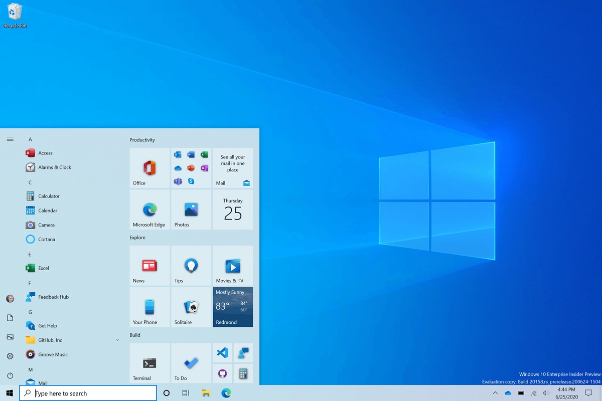 Windows 10 Ponuka Štart Dlaždice Svetlá