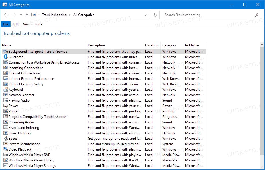 Otklanjanje poteškoća sa sustavom Windows 10 na upravljačkoj ploči