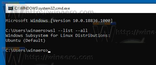Windows 10 목록 설치된 배포판