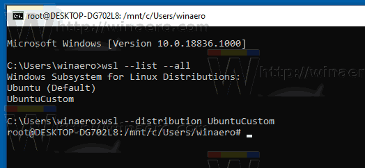 Windows 10 запускает импортированный WSL Distro