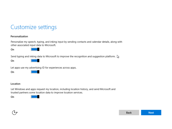 Windows 10 10074 je spremenil zasebnost namestitvenega programa