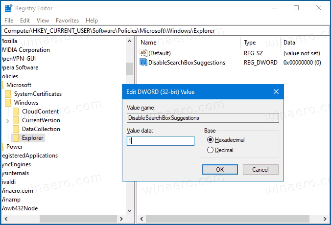 Windows 10 버전 2004 웹 검색 차단 1