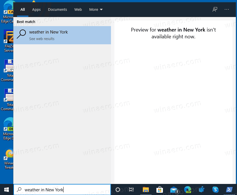 Windows 10 버전 2004에서 웹 검색 비활성화