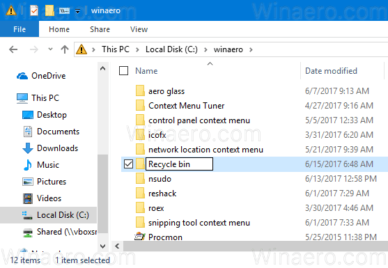 Windows 10 Créer un dossier de corbeille