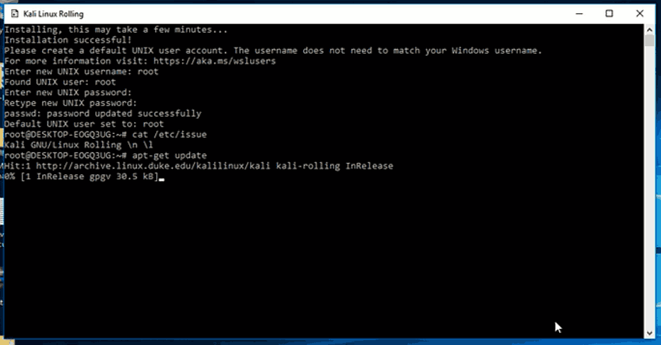 Instalirajte Kali Linux u sustavu Windows 10