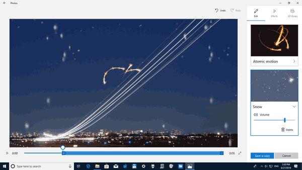 เวลาเอฟเฟกต์ภาพถ่ายของ Windows 10
