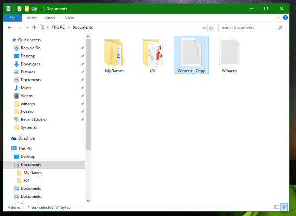 Modèle de nom de copie Windows 10 sans texte de copie en action