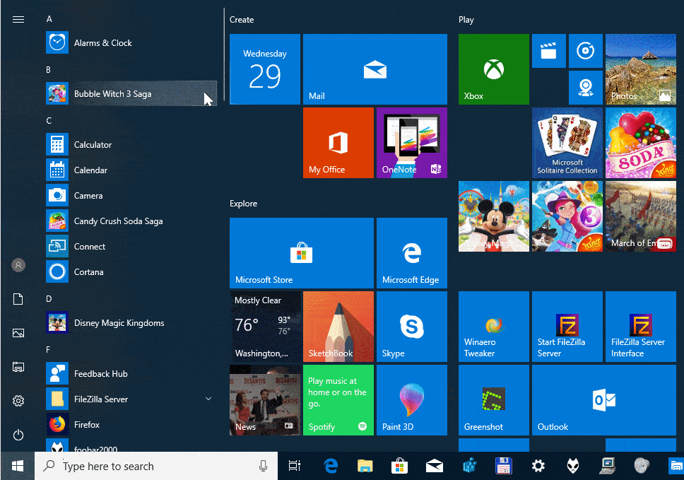 Skupina názvů Windows 10
