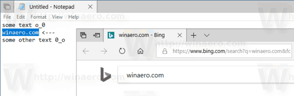 Wyniki wyszukiwania w Notatniku systemu Windows 10 w nowym oknie