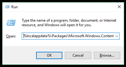 Windows 10 Ejecutar carpeta de Spotlight abierta