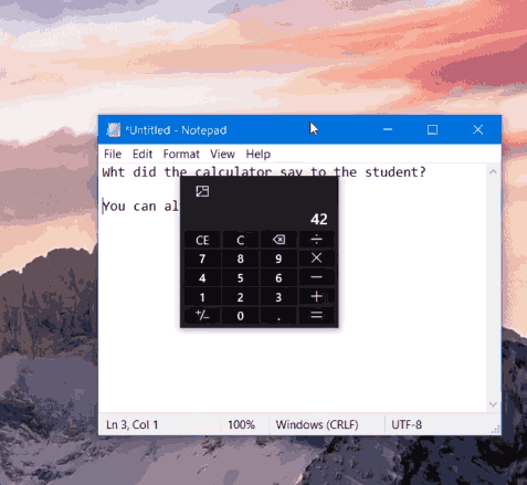 „Windows 10“ skaičiuoklės valdiklis