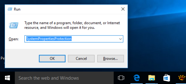 protecció de propietats del sistema a Windows 10