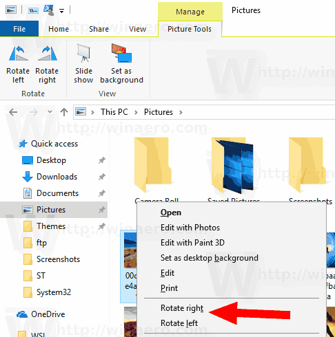 Windows 10 entfernt Bildkontextmenü drehen