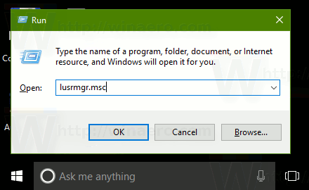 Windows 10 Kør Lusrmgr Msc