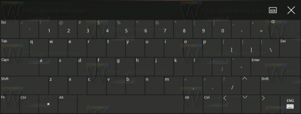 Standardní rozložení Windows 10 v dotykové klávesnici
