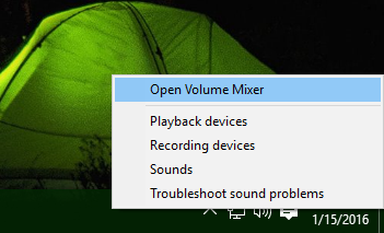 Ancienne applet de contrôle du volume de Windows 10