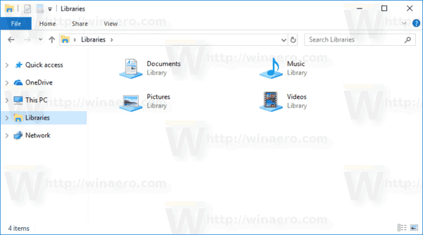 Výchozí knihovny systému Windows 10