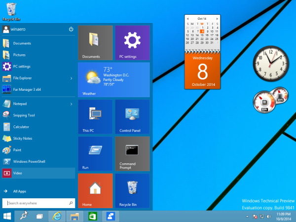 gadgets en Windows 10