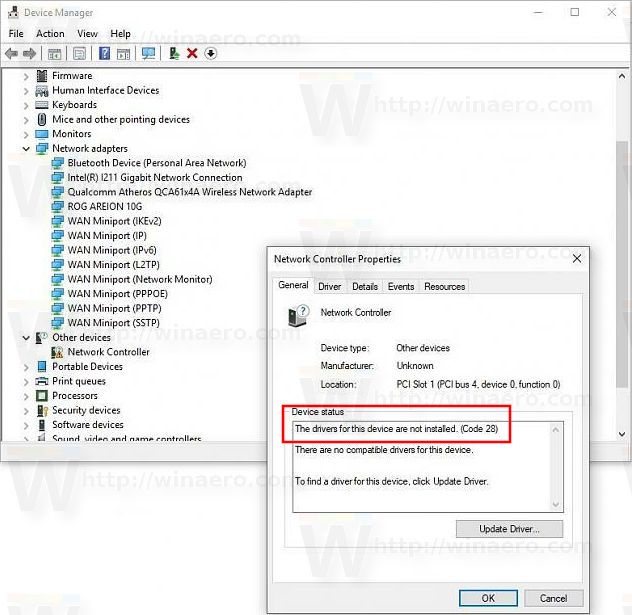 Windows 10-Geräte-Manager-Fehlercode