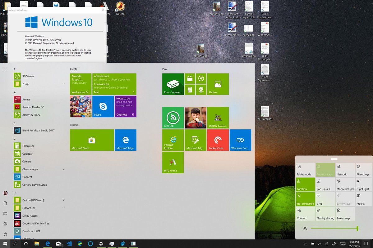 Centrul de control în Windows 10 1