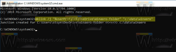 Windows 10 OneDrive 동기화 디렉터리 접합