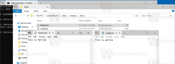 Način rada osjetljiv na velika i mala slova Windows 10