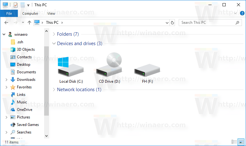Windows 10 Lisa kasutajakaust navigeerimispaanile
