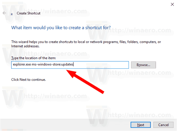 Windows 10 Tạo Kiểm tra Cập nhật Cửa hàng Lối tắt