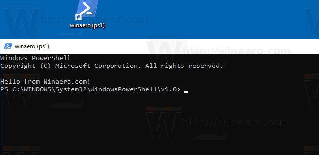 Windows 10 PowerShell Script Shortcut قيد التشغيل