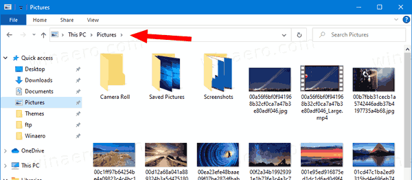 Windows 10 Dosya Gezgini Ekmek Kırıntıları