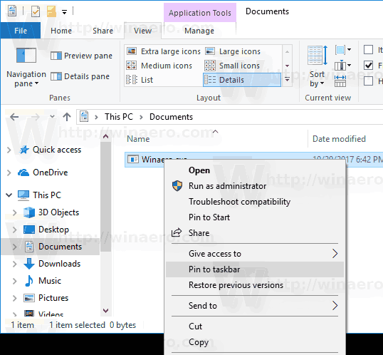 Pin jede Datei an Taskleiste In Windows 10