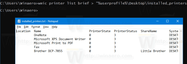รายการ Windows 10 ที่ติดตั้งเครื่องพิมพ์ PowerShell To File