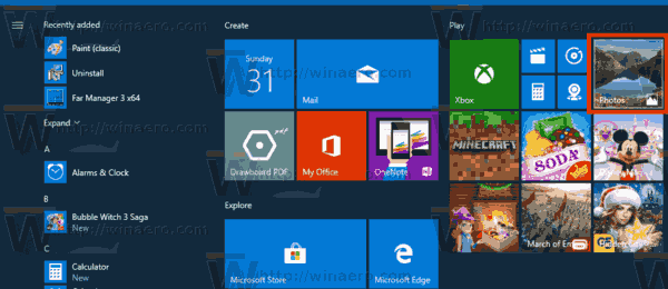 Pasta de remoção de fotos do Windows 10