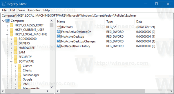 Μητρώο των Windows 10 Δημιουργία τιμής NoDrives