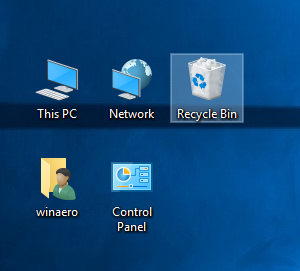 Ikon desktop Windows 10 diaktifkan