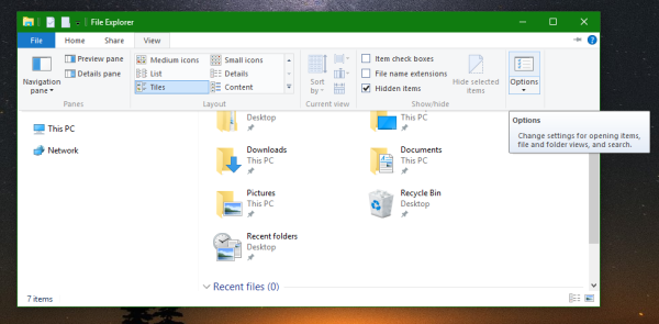 파일 탐색기 Windows 10 폴더 옵션