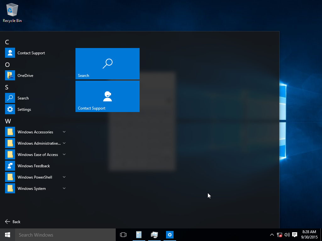 Windows 10 startmeny