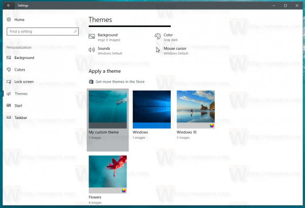Windows 10 Αποθηκευμένο θέμα στη λίστα